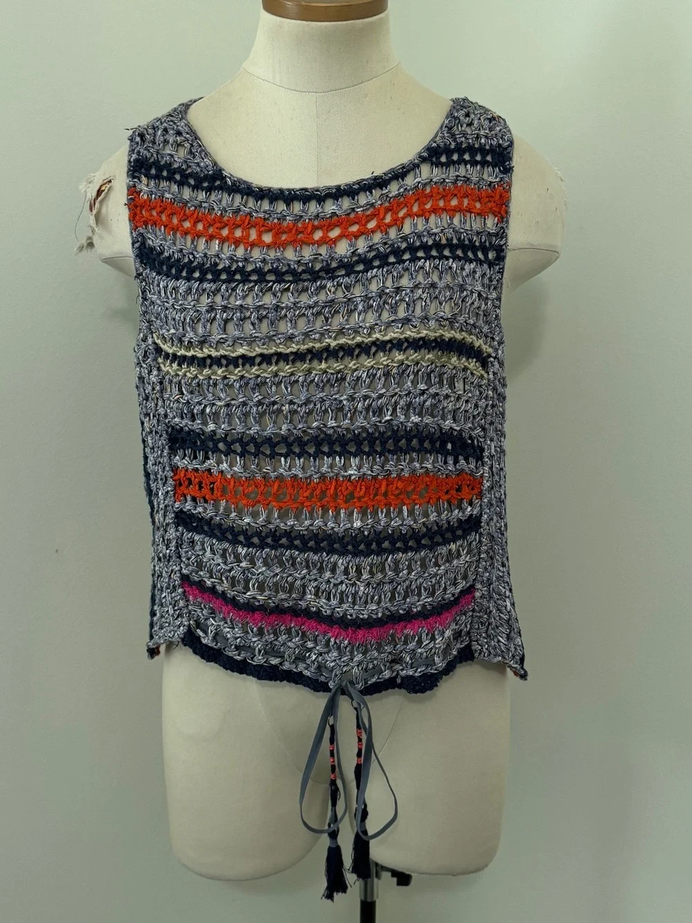 Free People Small Step Outside Multicolor Crochet Sleeveless Tank Top